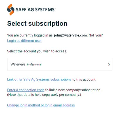 Select Subscriptions screen