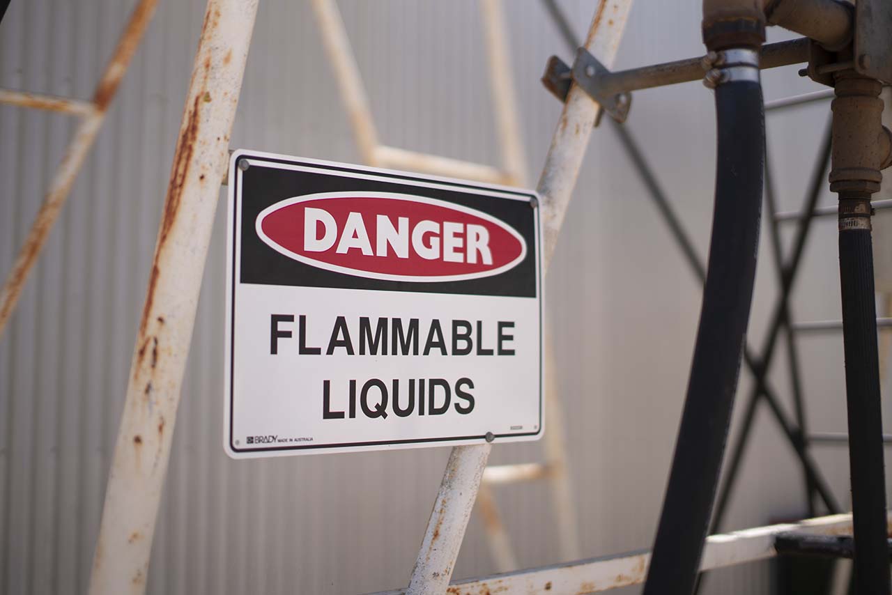 Danger Flammable Liquids signage